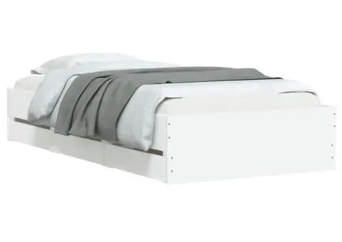 Cadru de pat cu sertare, alb, 75x190 cm, lemn prelucrat - 3/5