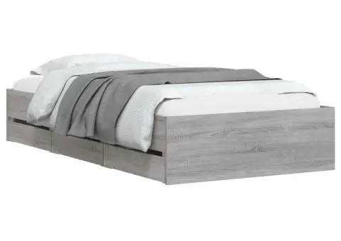 Cadru de pat cu sertare gri sonoma 75x190 cm lemn prelucrat - 3/5