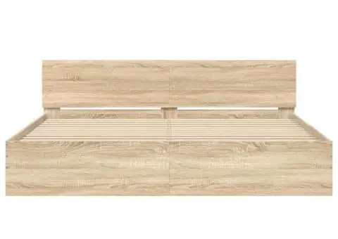Cadru de pat cu tăblie, stejar sonoma, 180x200 cm - 5/5