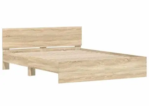 Cadru de pat cu tăblie, stejar sonoma, 140x200 cm - 4/5