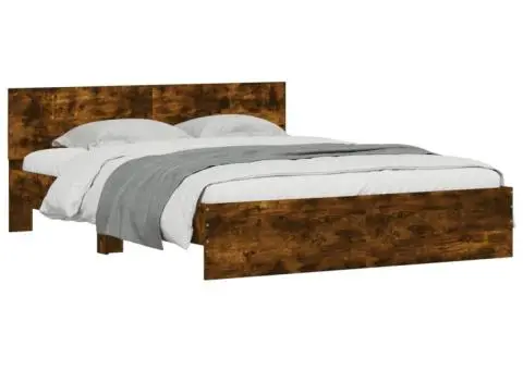 Cadru de pat cu tăblie, stejar fumuriu, 140x200 cm - 3/5