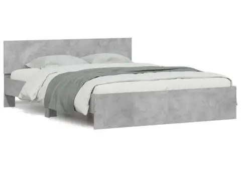 Cadru de pat cu tăblie, gri beton, 140x190 cm - 2/5