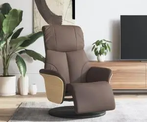 vidaXL Fotoliu rabatabil cu suport de picioare, maro, piele ecologică
