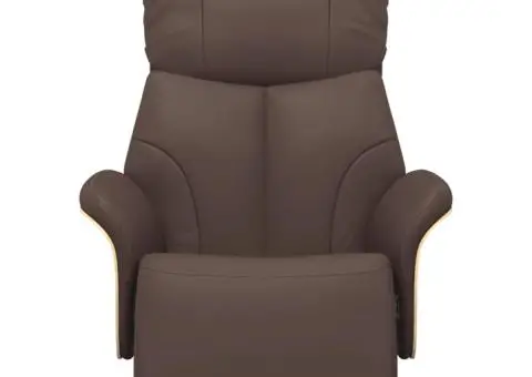 Fotoliu rabatabil cu suport de picioare, maro, piele ecologică - 3/5