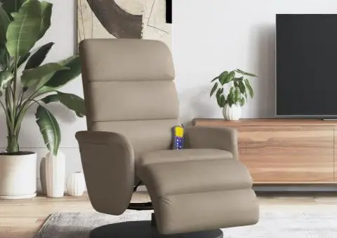 Fotoliu de masaj rabatabil, cappuccino, piele ecologică - 1/5