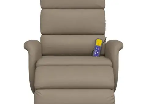 Fotoliu de masaj rabatabil, cappuccino, piele ecologică - 3/5