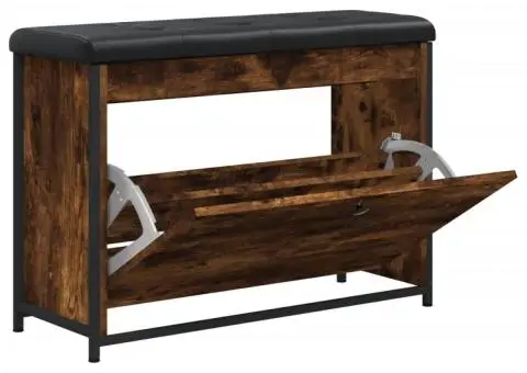 Bancă pantofi cu sertar rabatabil, stejar fumuriu, 82x32x56 cm - 5/5