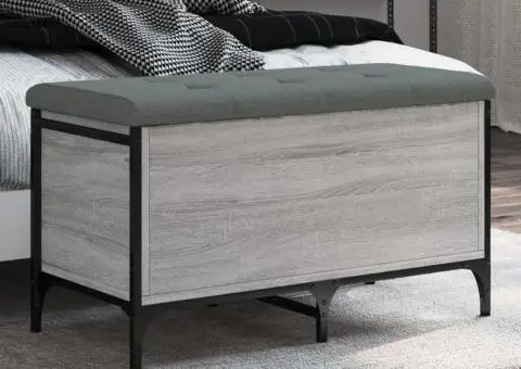 Bancă de depozitare, gri sonoma, 82x42x45 cm, lemn prelucrat - 1/5