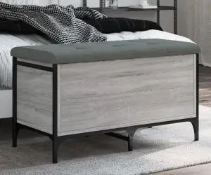 vidaXL Bancă de depozitare, gri sonoma, 82x42x45 cm, lemn prelucrat