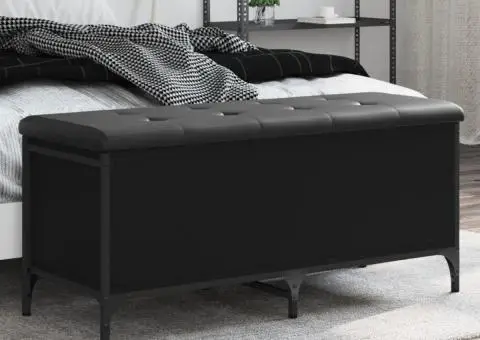 Bancă de depozitare, negru, 102x42x45 cm, lemn prelucrat - 1/5