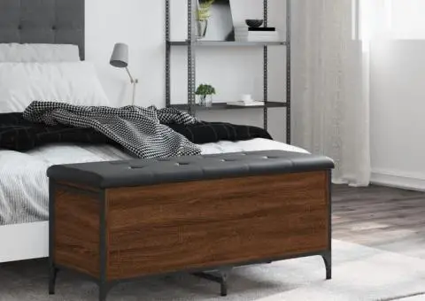 Bancă de depozitare, stejar maro, 102x42x45 cm, lemn prelucrat - 3/5