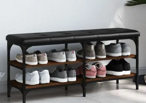 Bancă de pantofi, stejar maro, 102x32x47 cm, lemn prelucrat - 1/5