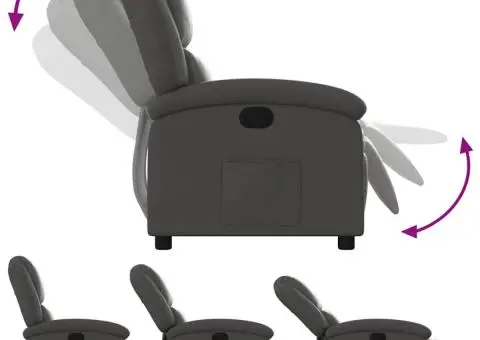 Fotoliu rabatabil, gri, piele naturală - 5/5