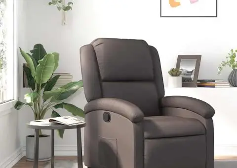 Fotoliu rabatabil, maro închis, piele naturală - 1/5