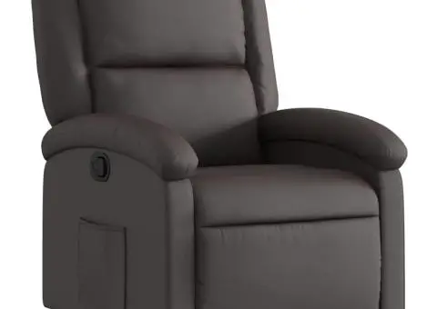 Fotoliu rabatabil, maro închis, piele naturală - 2/5