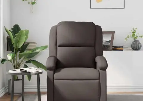 Fotoliu rabatabil, maro închis, piele naturală - 3/5
