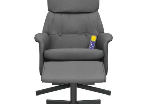 Fotoliu de masaj rabatabil cu taburet, gri închis, textil - 4/5