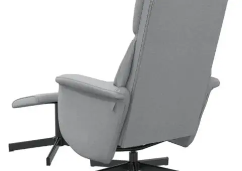 Scaun de relaxare cu taburet, gri deschis, textil - 5/5