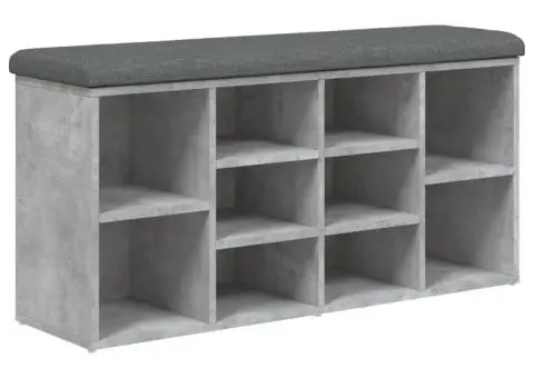 Bancă de pantofi, gri beton, 102x32x50 cm, lemn prelucrat - 2/5
